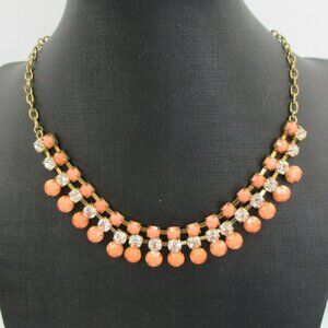 Vintage 50'a Coral Crystal Goldtone Choker Necklace